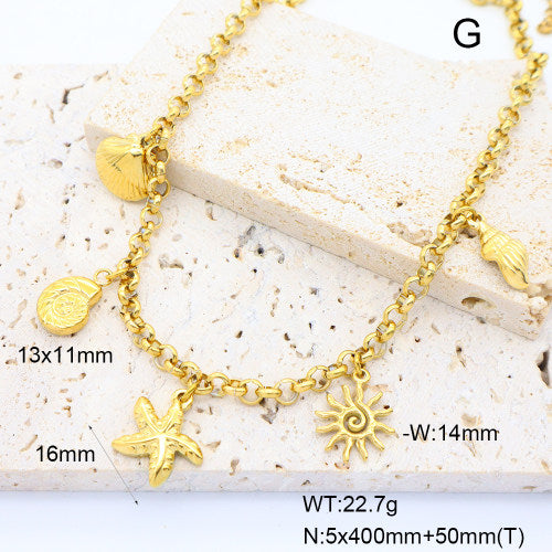 Pulsera "Ocean Luxe" – Dijes Marinos en Acero Inoxidable Dorado