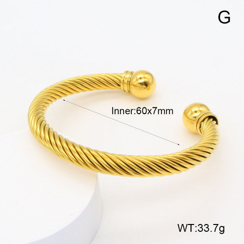 Brazalete Abierto de Estilo Cable Trenzado con Terminales Esféricas - Acero Inoxidable Hipoalergénico vimarq.com