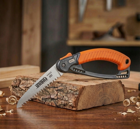 Sierra de Poda Plegable Profesional FINDER de 9" (230mm) con Hoja de Acero Endurecido y Agarre Ergonómico