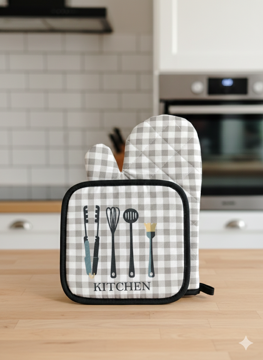 Set de Guante y Agarrador de Cocina Térmico 2 Pzs