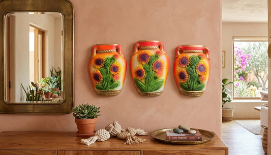 Jarrón decorativo de cerámica para pared con girasoles - vimarq.com | El Salvador2
