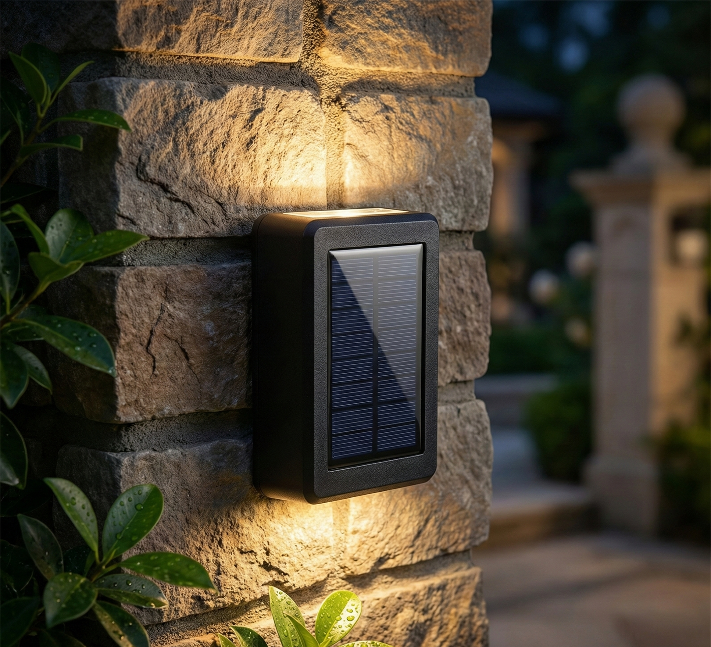 Luz Solar LED Pared Dual-Beam Sensor Crepuscular Cálida vimarq.com El Salvador