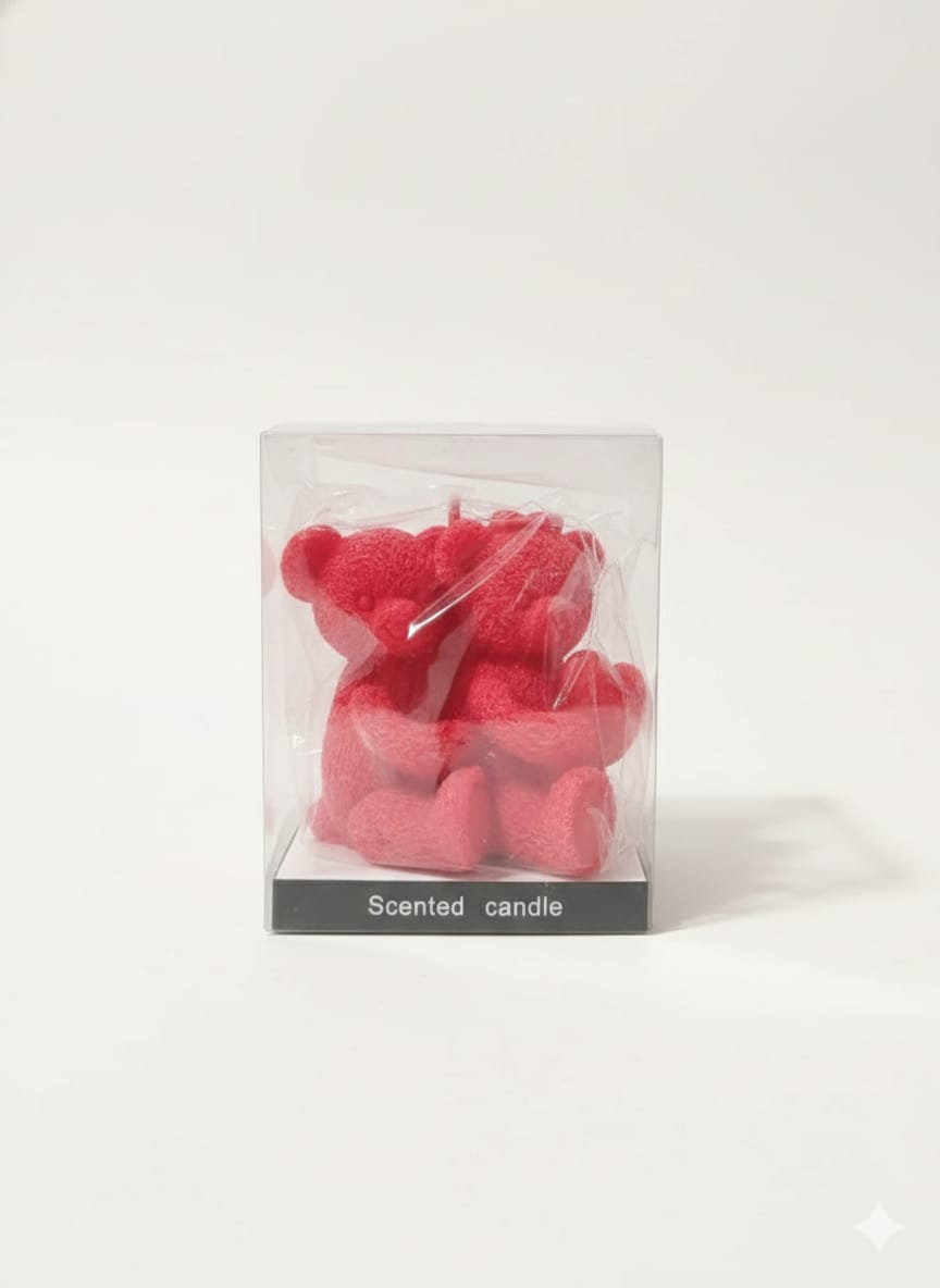 Vela Ositos Abrazados Textura Felpa Rojo Pasión Edición Amor Vimarq