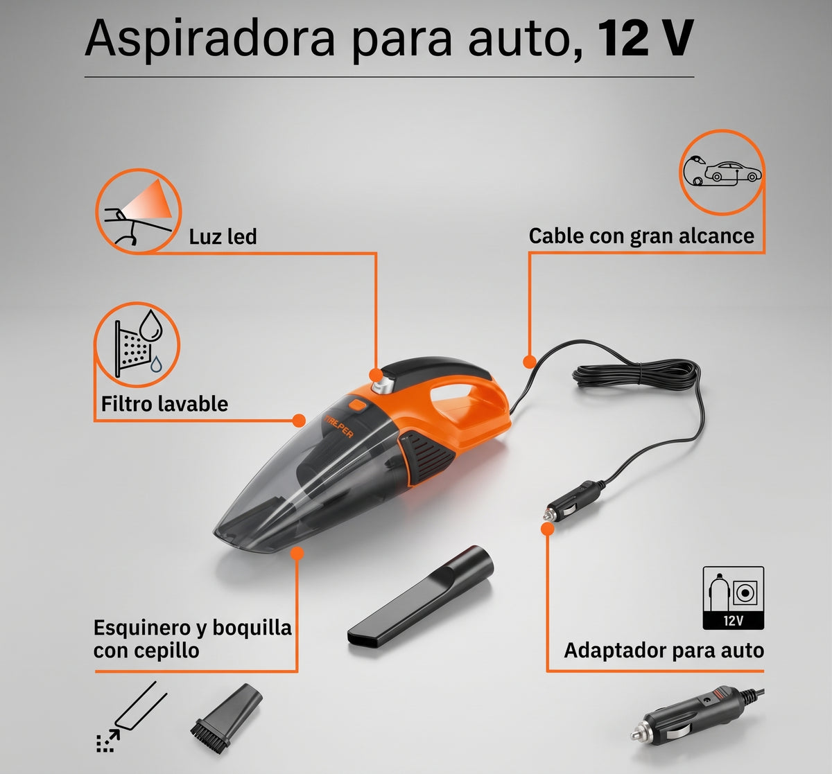 aspiradora-portatil-para-auto-12v-naranja - vimarq.com | El Salvador3