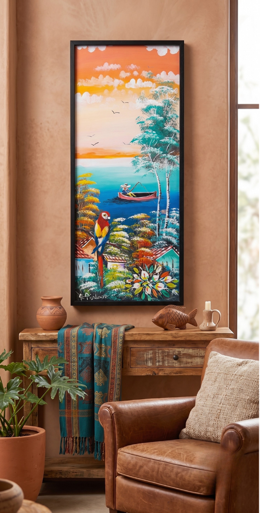 cuadro-decorativo-vertical-guacamaya-paisaje-costero-marco-negro-20x57-26