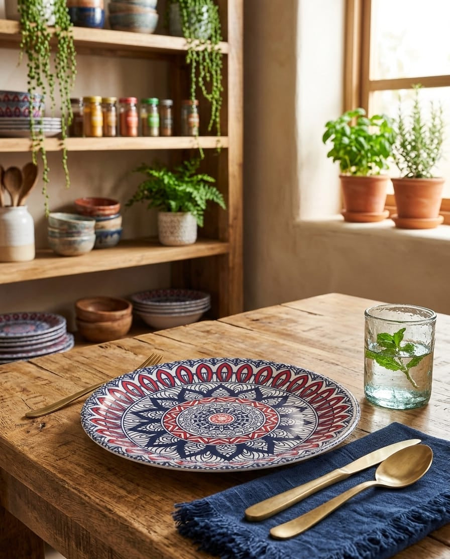 plato-llano-melamina-diseno-mandala-27-cm-vimarq.com | El Salvador