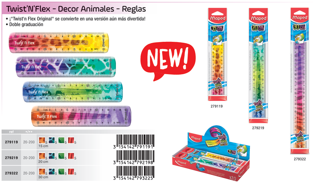Regla Flexible Maped Twist N Flex Animales