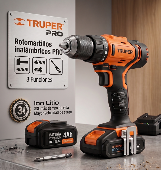 rotomartillo-inalambrico-truper-pro-20v-frente - vimarq.com | El Salvador