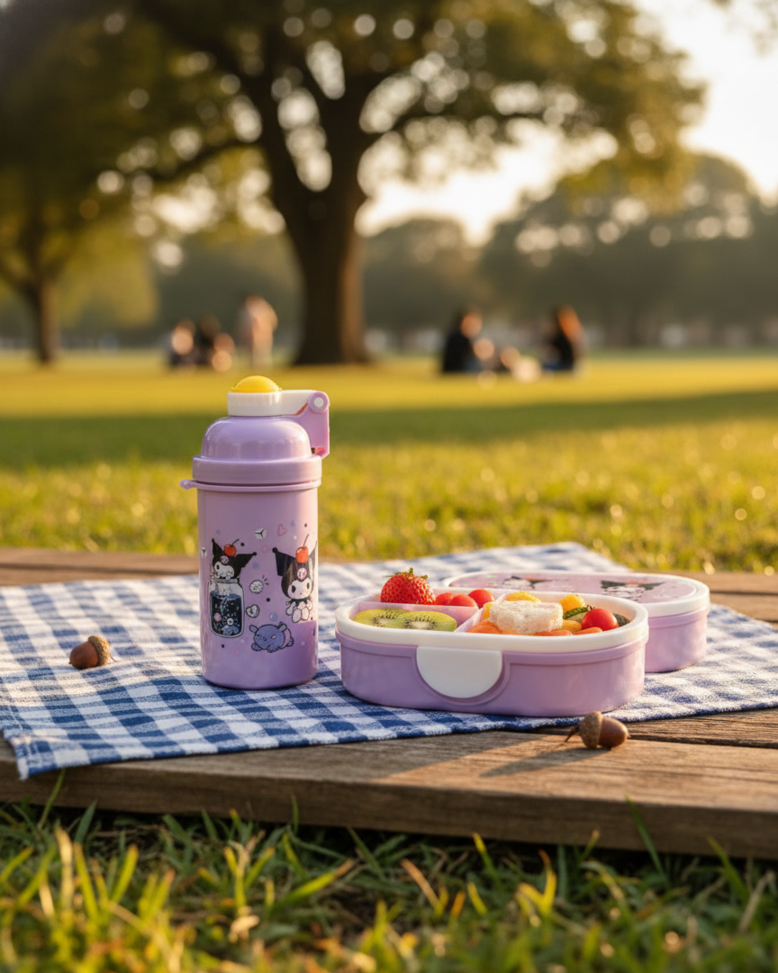 set-lonchera-y-botella-kuromi-morada-vimarq.com | El Salvador3