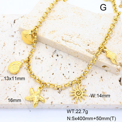 Pulsera "Ocean Luxe" – Dijes Marinos en Acero Inoxidable Dorado