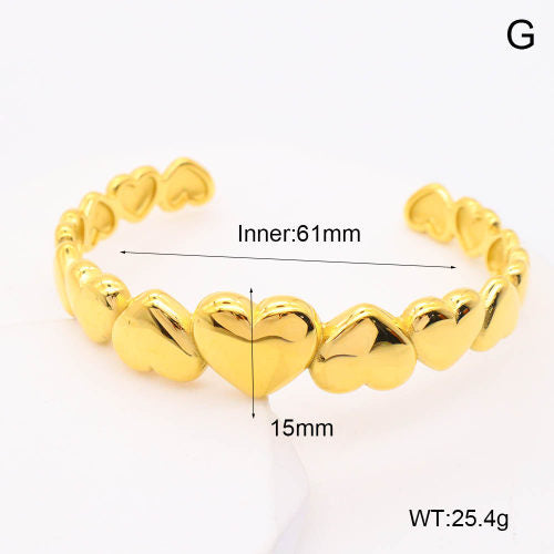 Brazalete "Amor Eterno" de Corazones en Acero Inoxidable Pulido