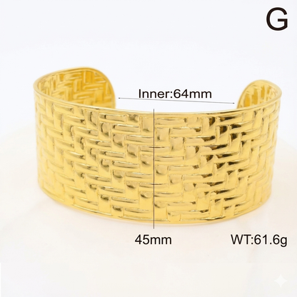 BrazaleteAnchoTipoCuffconTexturaTejidaenAceroInoxidableHipoalergenico_1_vimarq.com_el_salvador