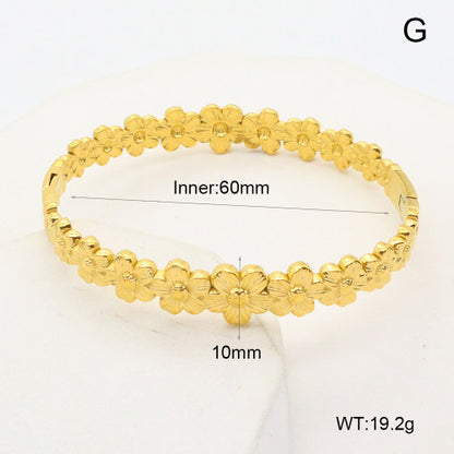 Brazalete Articulado Jardín Eterno de Flores en Acero Inoxidable Pulido