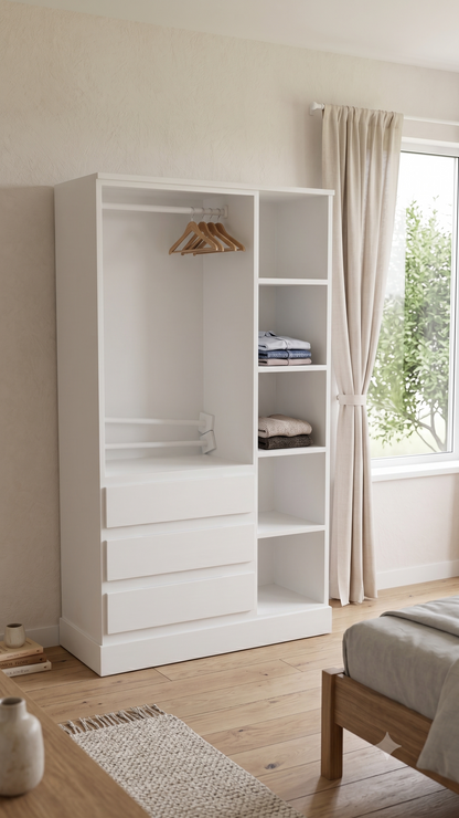 Armario Organizador Ropero de Madera Sólida 3 Cajones