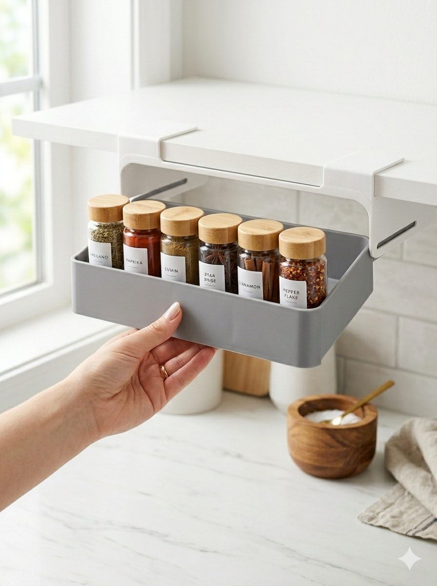 Especiero Organizador Bajo Estante MUBE Cocina Sin Taladrar Adhesivo