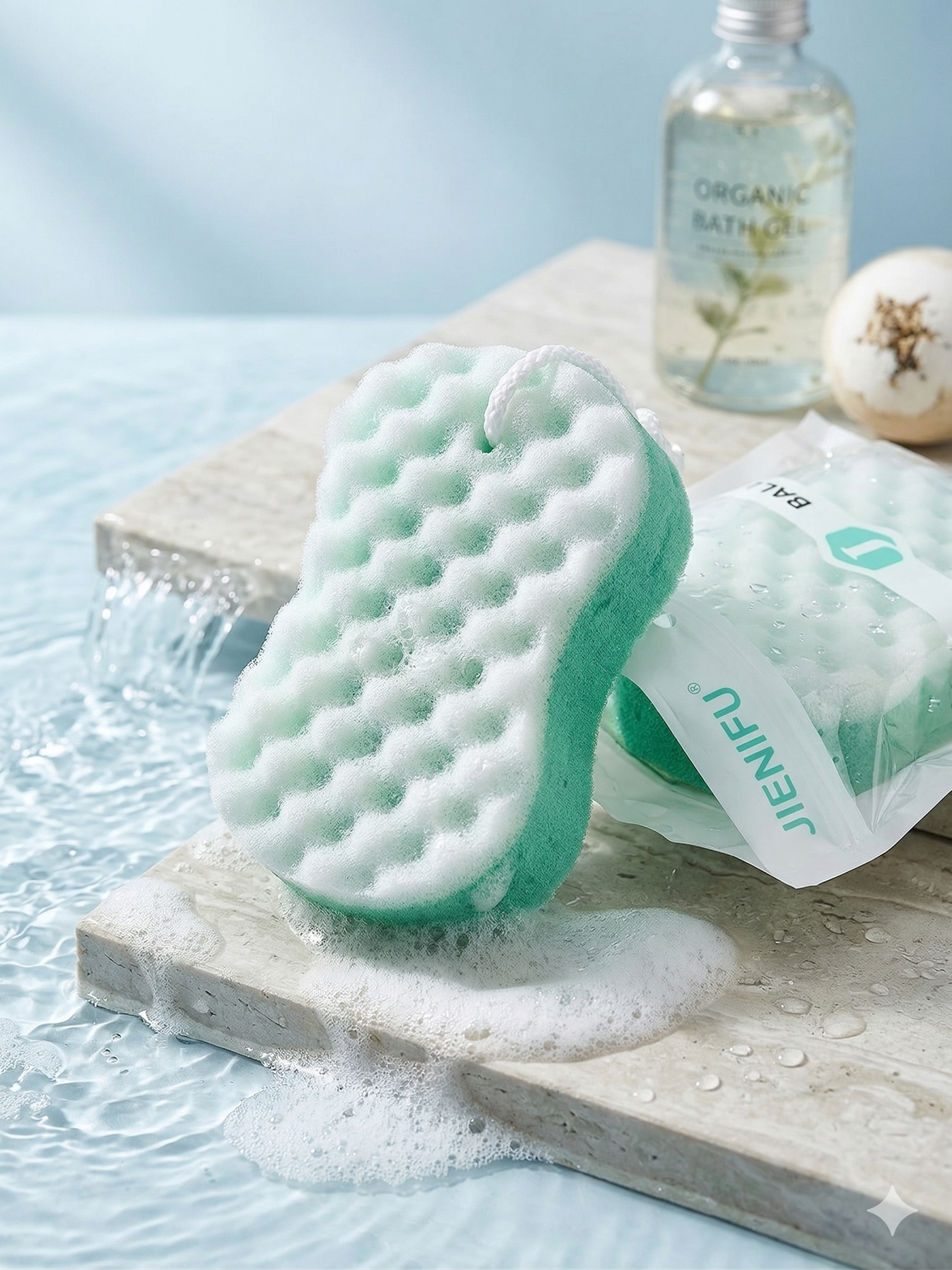 Esponja de Baño Jienifu Ergonómica Bicolor Texturizada