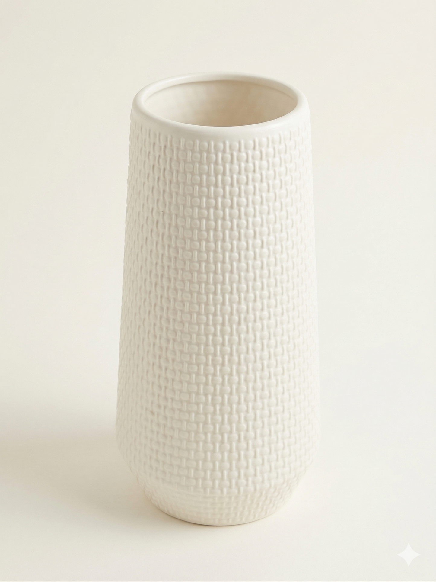Florero Cilíndrico Textura Tejida Mate Irrompible 22cm – Boho Chic