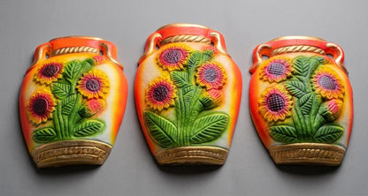 Jarrón decorativo de cerámica para pared con girasoles - vimarq.com | El Salvador