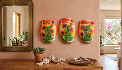 Jarrón decorativo de cerámica para pared con girasoles - vimarq.com | El Salvador2