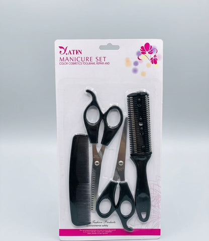 Juego de tijeras y peines de peluquería Y.atin en empaque blíster vimarq.com | El Salvador2