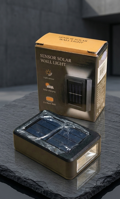 Luz Solar LED Pared Dual-Beam Sensor Crepuscular Cálida vimarq.com El Salvador 