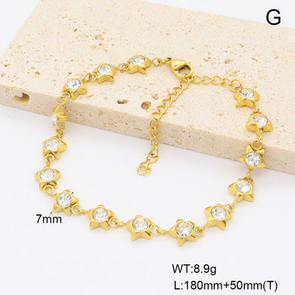 Pulsera de Acero Inoxidable Dorado Diseño Estrellas con Cristales - Hipoalergénica y Ajustable vimarq.com E Salvador