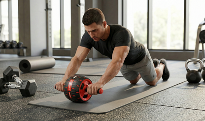 Rueda abdominal ancha Perfect Pro de acero inoxidable vista frontal - Vimarq El Salvador