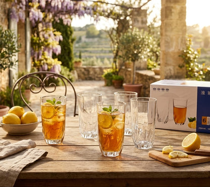 Set de 6 vasos de vidrio altos Huaibo modelo 16618 - vimarq.com | El Salvador3