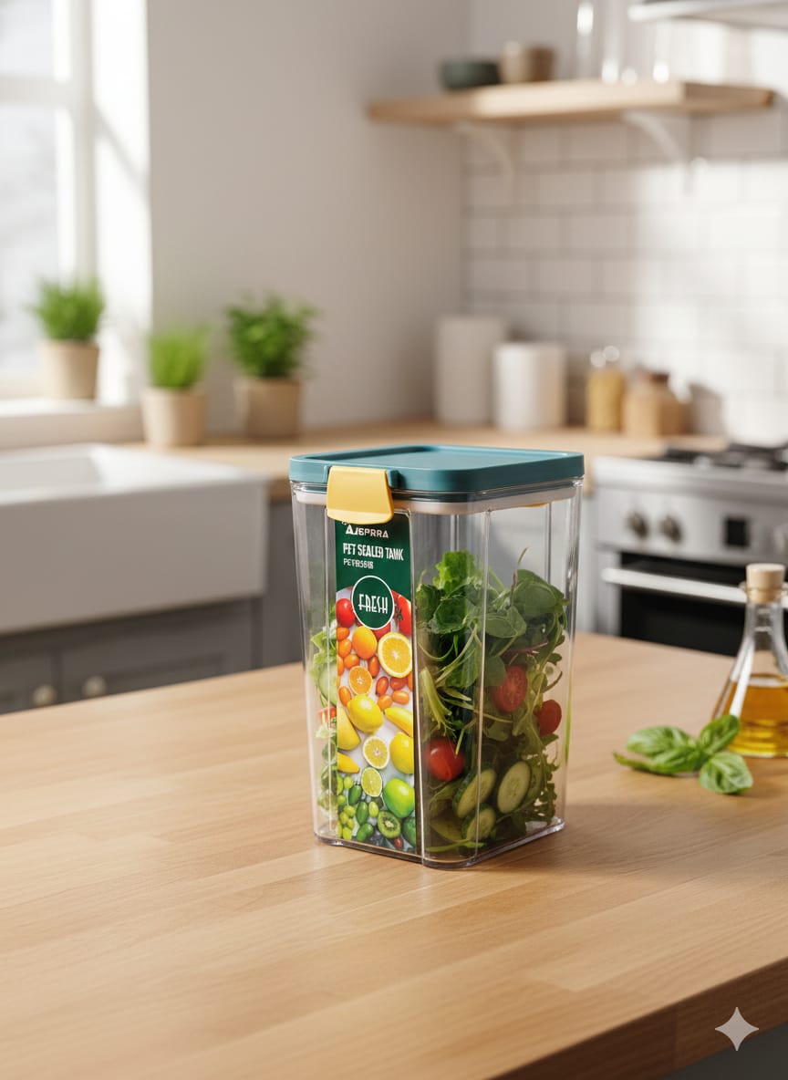 Contenedor Hermético PET Rectangular para Alimentos Frescos y Secos - Transparente - Libre de BPA