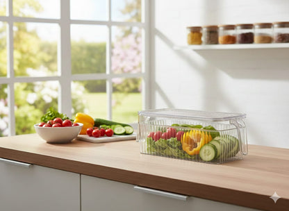 Organizador de Refrigerador Transparente Texturizado con Asa y Tapa