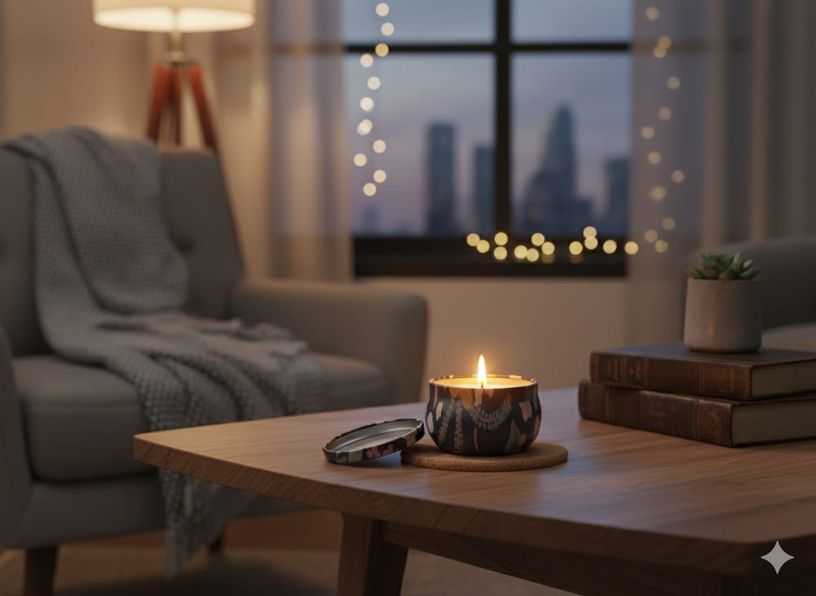 Vela Aromática en Lata Floral con Mecha de Madera - vimarq.com SV