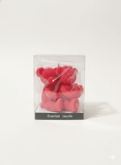Vela Ositos Abrazados Textura Felpa Rojo Pasión Edición Amor Vimarq