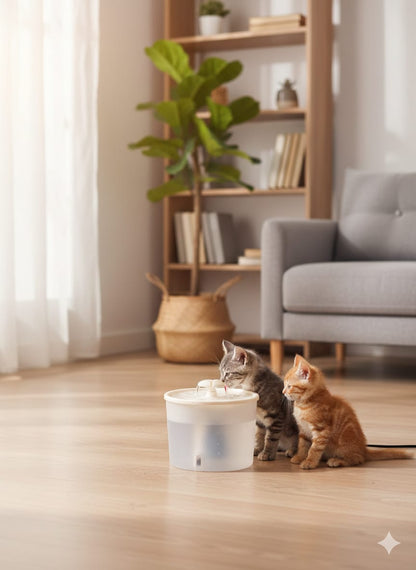 Fuente de Agua para Mascotas 2L con Filtro Triple