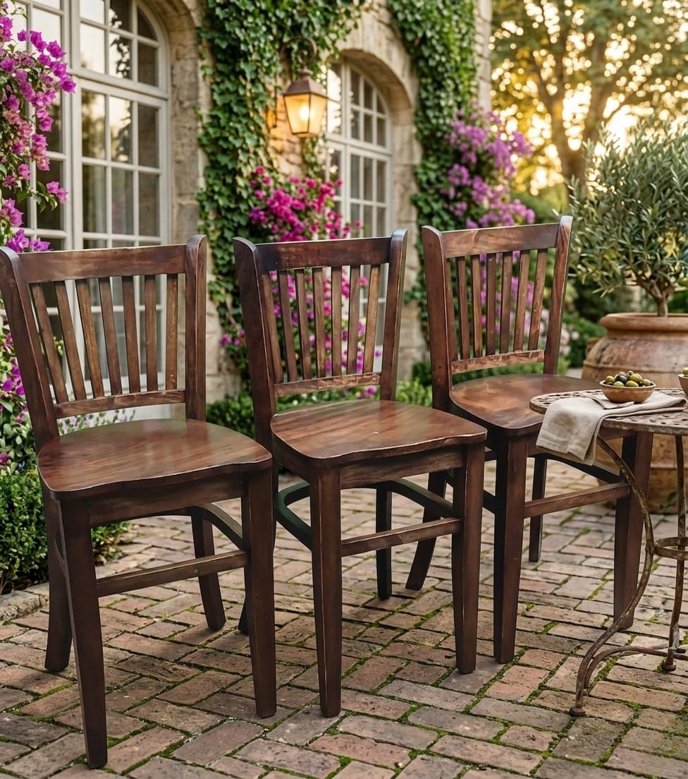 Silla de Comedor Clásica de Madera Maciza | Marrón Nogal – VIMARQ