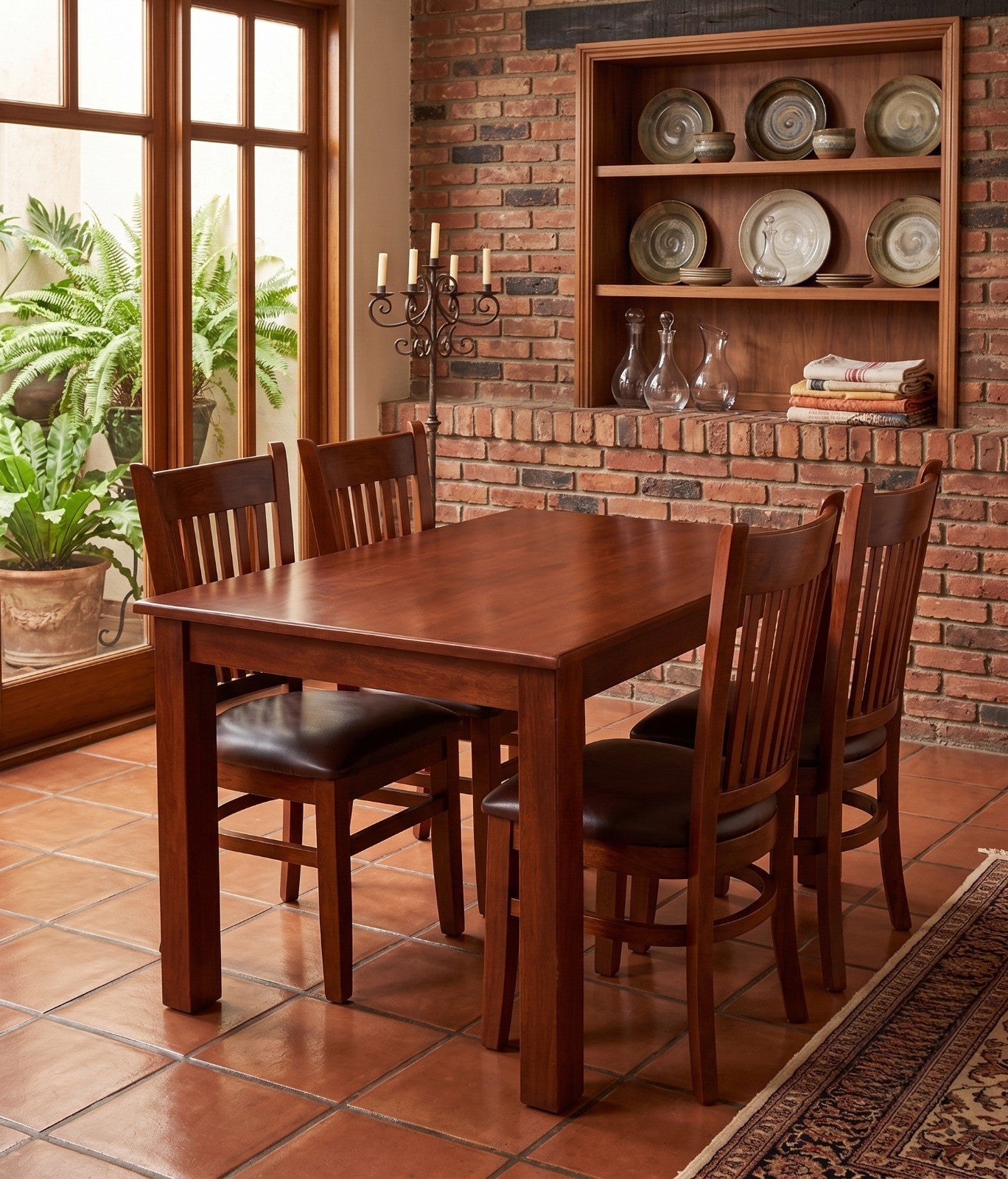 Comedor de Madera de 4 Sillas Rectangular Laurel Cortes Blanco