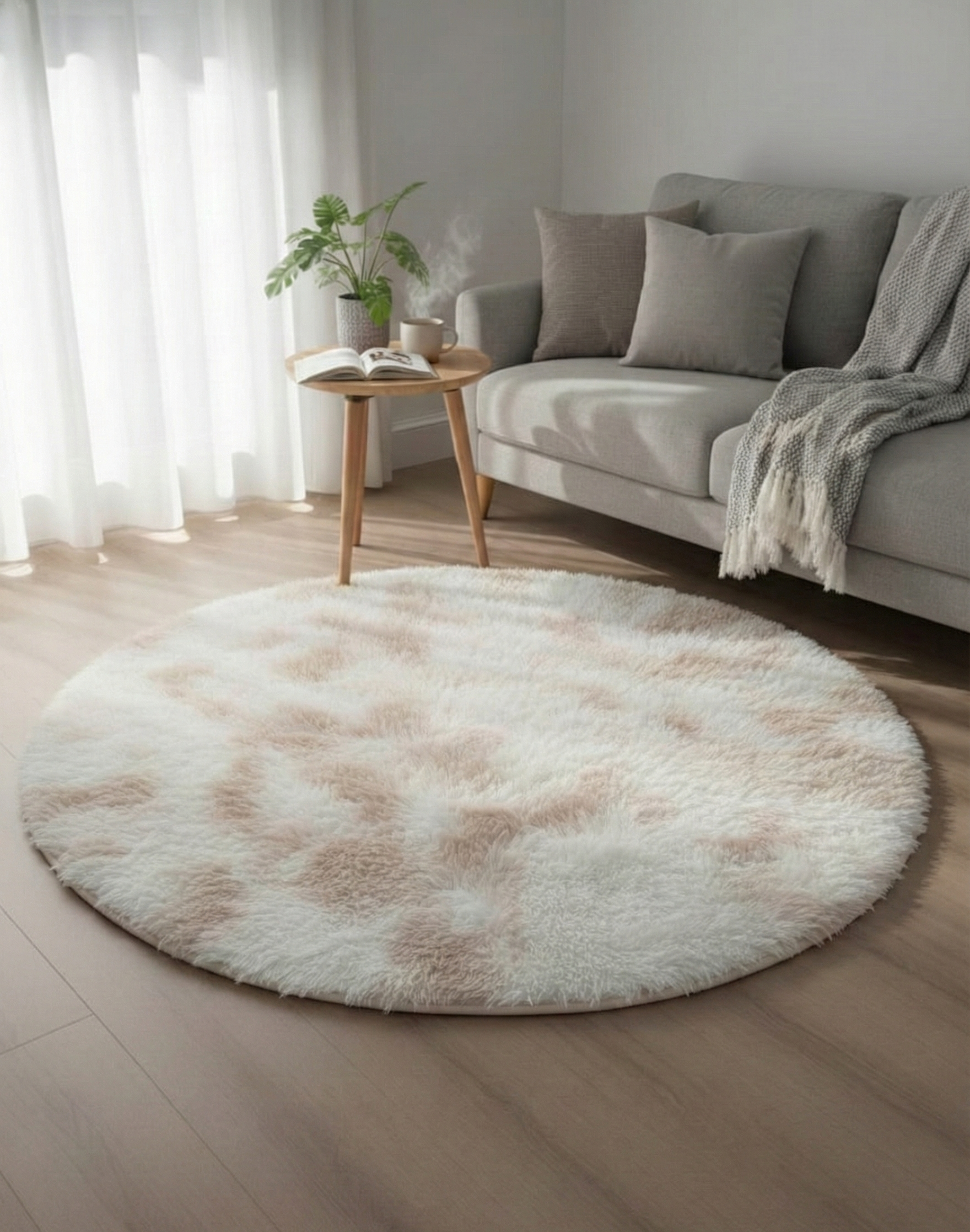 alfombra-redonda-pelo-vaca-100cm-sala-acento-vimarq.com | El Salvador