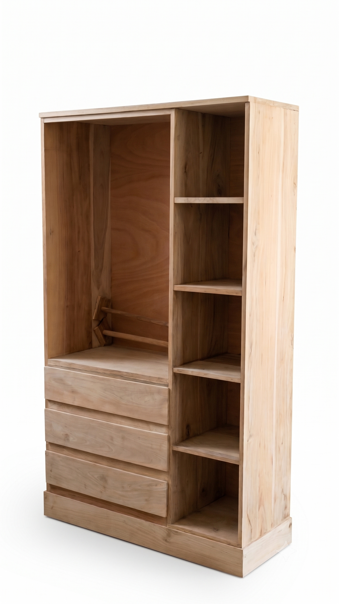 armario-ropero-madera-solida-con-cajones-y-repisas - vimarq.com