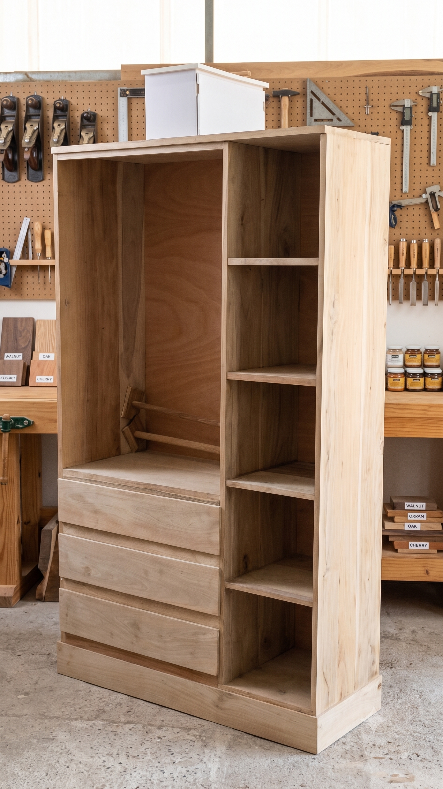 armario-ropero-madera-solida-con-cajones-y-repisas - vimarq.com