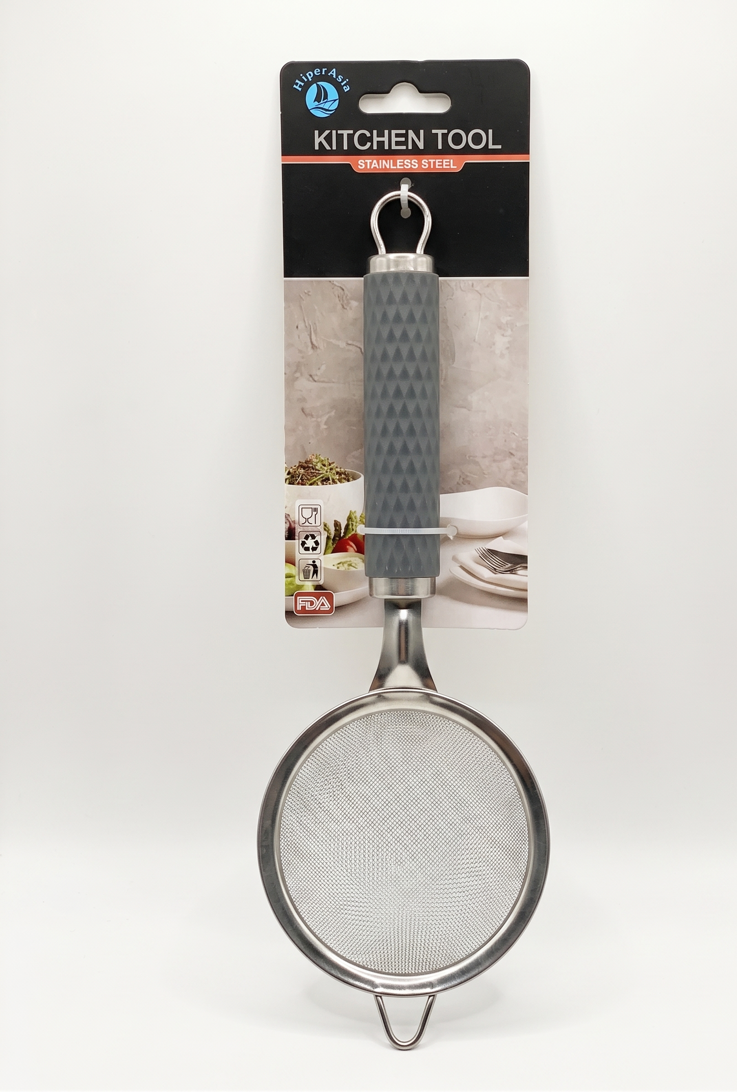 colador-acero-inoxidable-malla-fina-mango-ergonomico-gris - vimarq.com | El Salvador