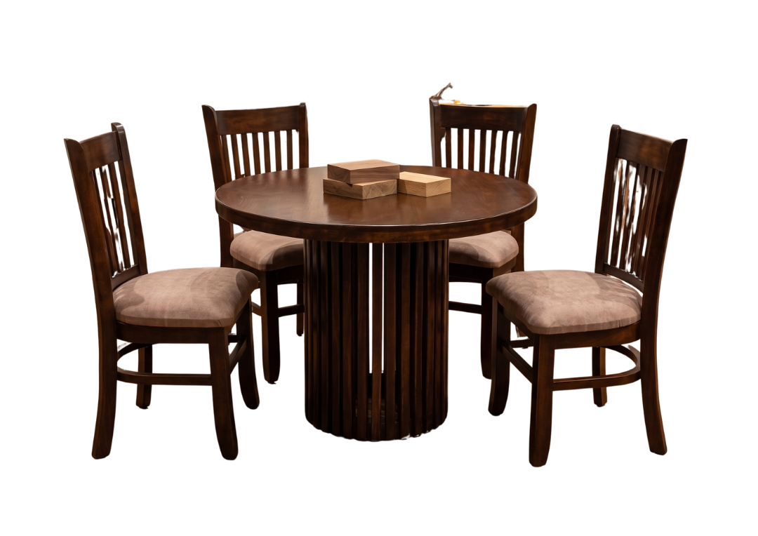 comedor-redondo-madera-4-sillas-base-listones-vimarq-el-salvador