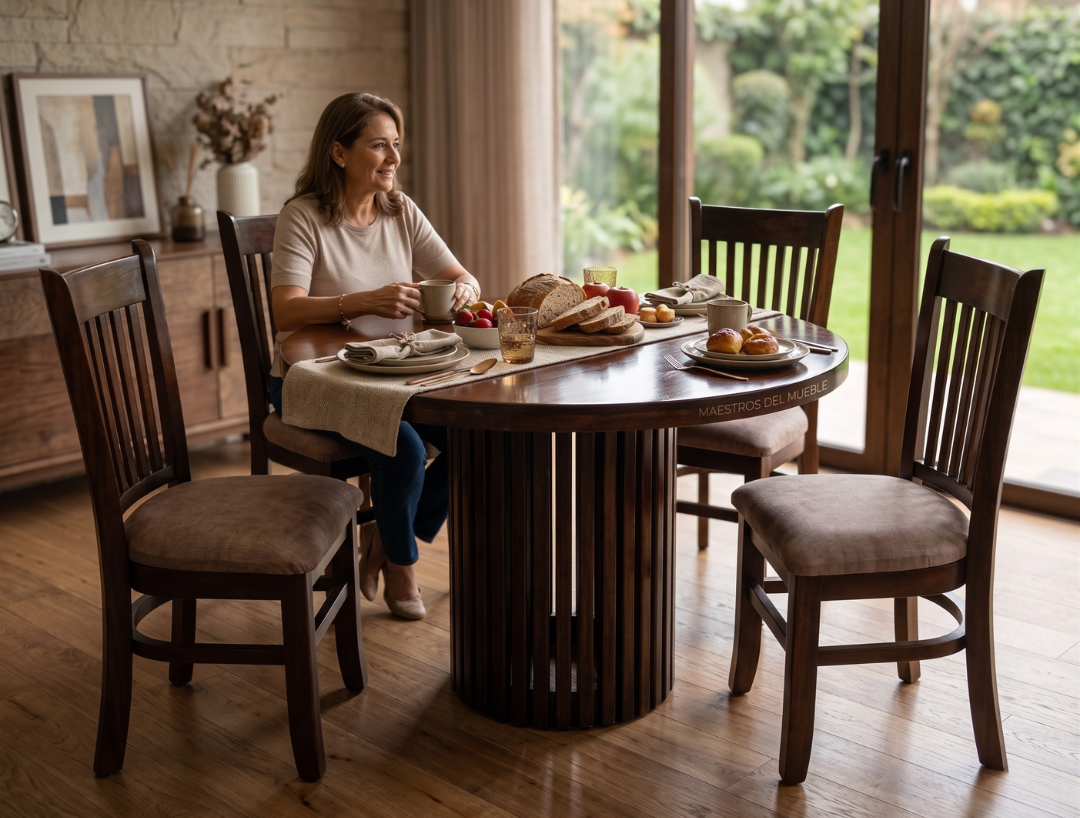 comedor-redondo-madera-4-sillas-base-listones-vimarq-el-salvador