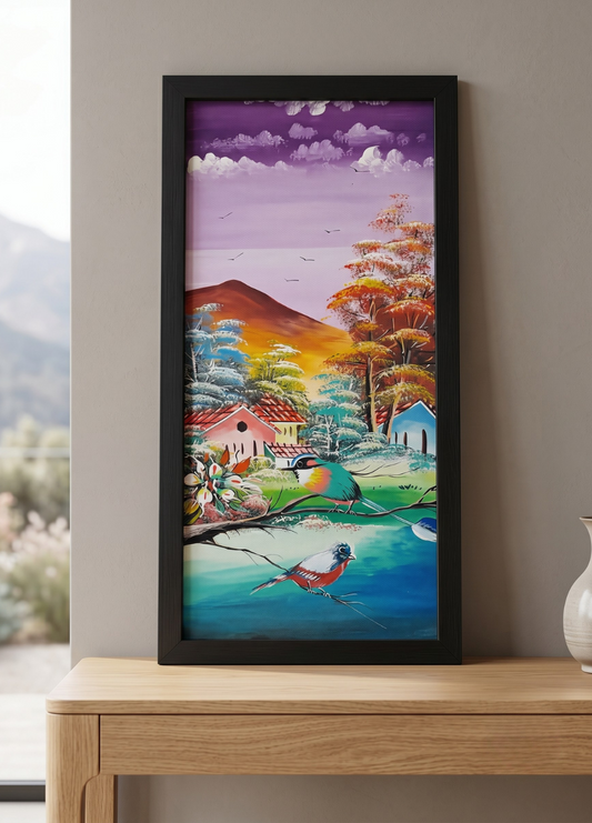cuadro-decorativo-vertical-aves-salvadoreñas-volcan-marco-negro-20x57-23
