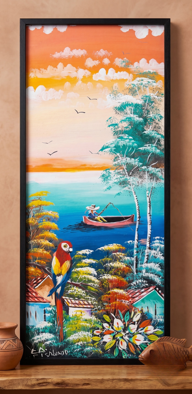 cuadro-decorativo-vertical-guacamaya-paisaje-costero-marco-negro-20x57-26