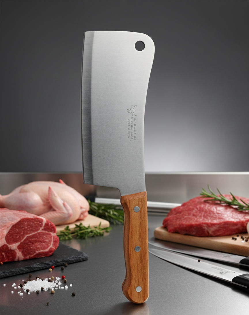 cuchillo-hacha-acero-inoxidable-mango-madera-vimarq.com | El Salvador