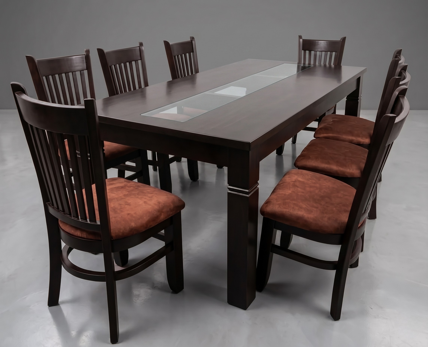 Juego de Comedor Rectangular Madera 8 Sillas Terracota 2x1m