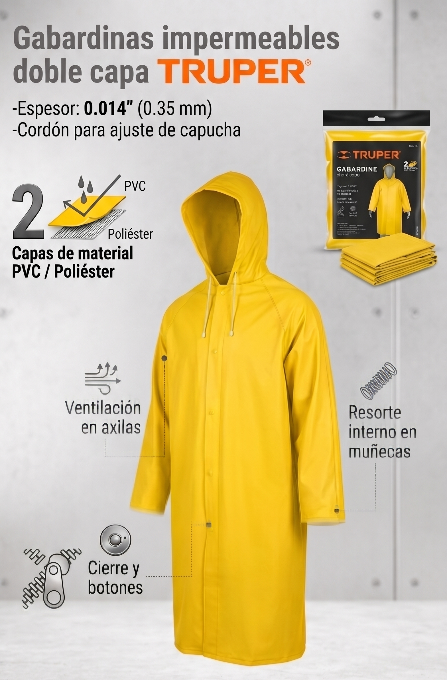 gabardina-impermeable-truper-amarilla-doble-capa - vimarq.com | El Salvador 1