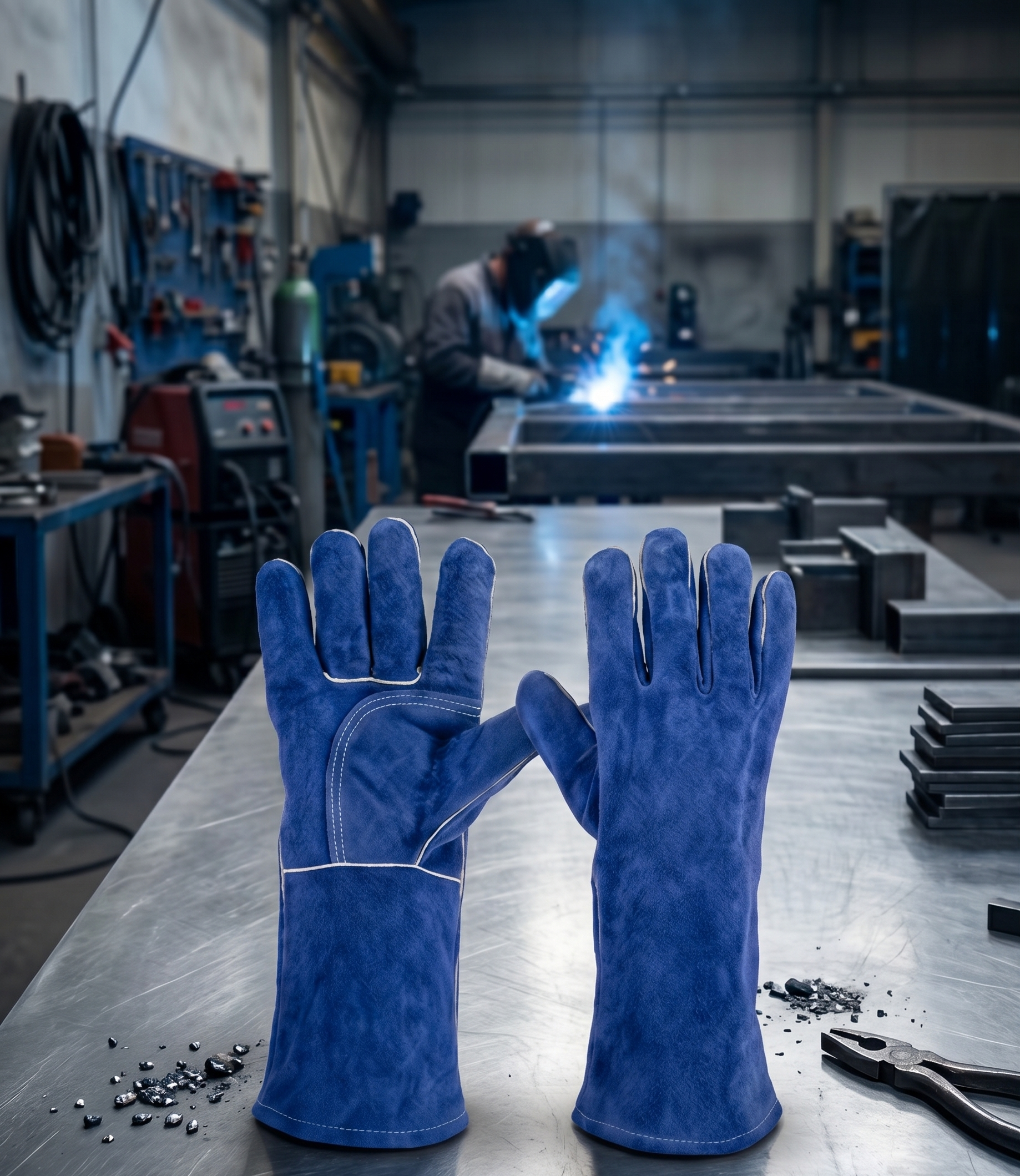 guantes-soldadura-carnaza-azul-premium-refuerzo-palma-vimarq.com | El Salvador