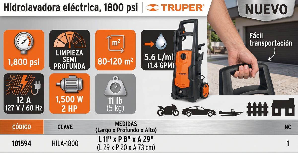 hidrolavadora-electrica-truper-1800-psi-accesorios - vimarq.com | El Salvador1