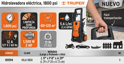 hidrolavadora-electrica-truper-1800-psi-accesorios - vimarq.com | El Salvador1