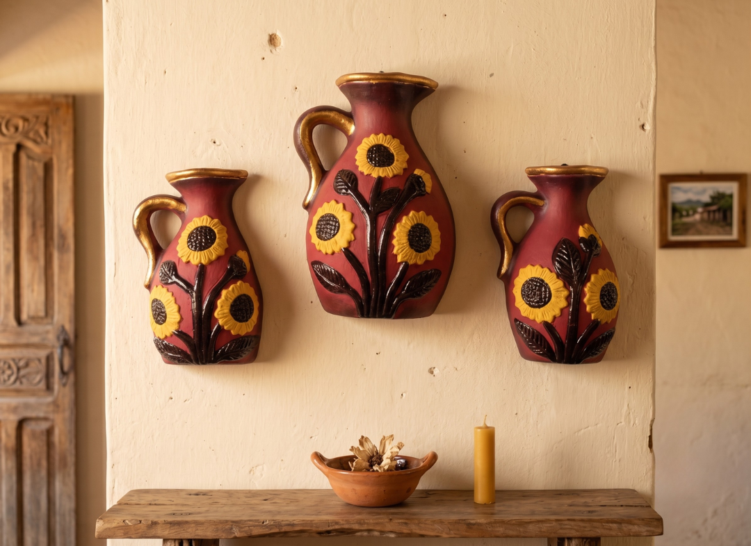 jarras-barro-decorativas-rojas-girasoles-vimarq.com-El-Salvador
